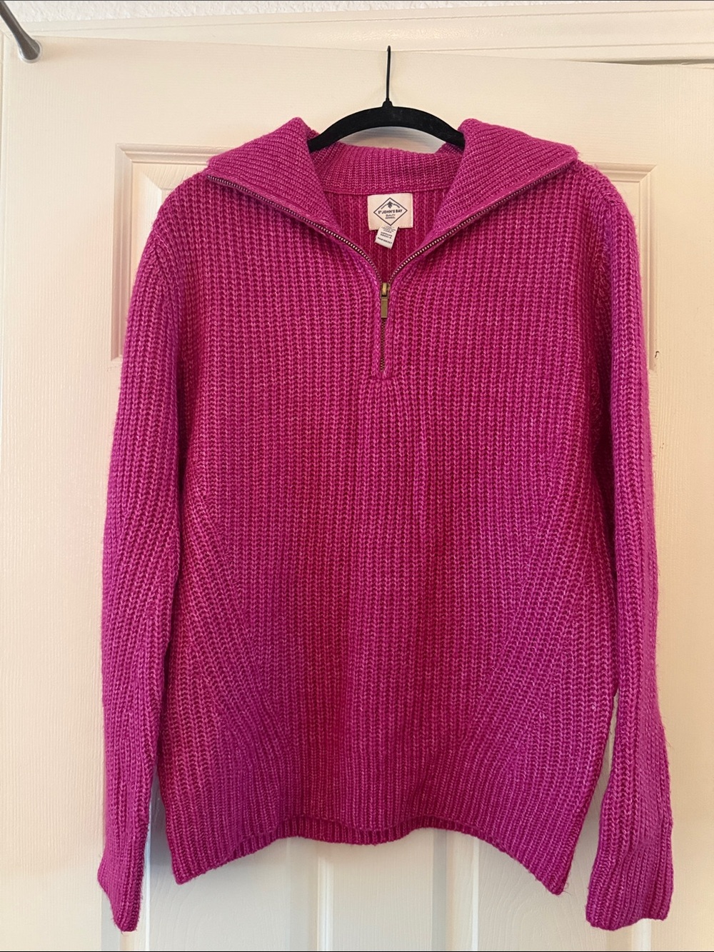 St. John's Bay Hot Pink Half-Zip Ribbed Pullover